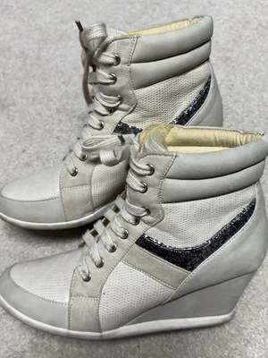 Womens Lace Up Zip Hidden Wedge Heel Sneakers Tennis Shoes Ankle Boots Pumps 7.5 - Image 1 of 4