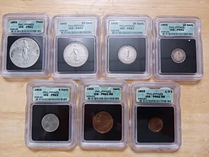 US PHILIPPINES 1903 7-COIN PROOF SET, HALF CENTAVO to PESO, Graded - Picture 1 of 18