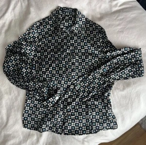 Vintage Louis Féraud Size 14 Geometric Pattern Long Sleeve Button Down Blouse - Picture 1 of 6