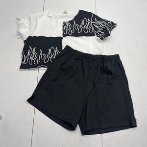 Shein Black & White Colorblock Flame Outfit Set Youth Girls Size 12 - Picture 1 of 9