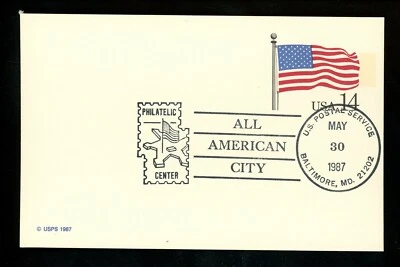 US Pre FDC #UX117 None 5/30/1987 Baltimore MD Stars & Stripes Flag Postal Card - Image 1 of 2