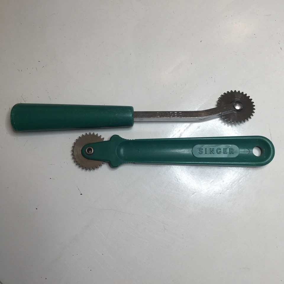 Two Vintage Singer Metal Serrated Tracing Wheel plus 2” Clotilde Sewing Gauge ✂️ - Image 1 of 4