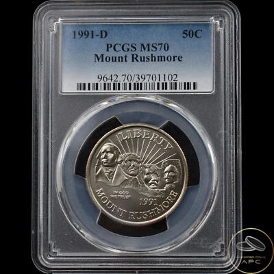 1991-D Mount Rushmore Commemorative Half Dollar PCGS MS70 - Image 1 of 2