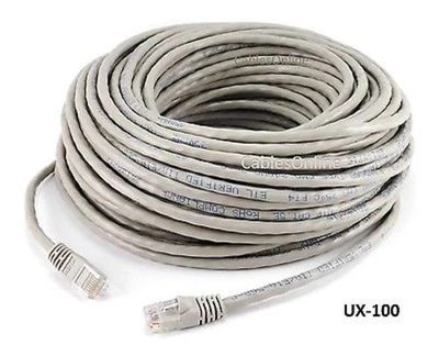 100ft CAT5e Cross-Over LAN Ethernet RJ45 UTP Network Patch Cable, Grey - UX-100 - Image 1 of 3
