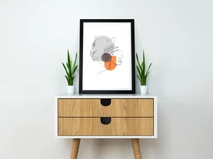 Modern Art Leopard Portrait | One Line | Home Décor | Digital Downloadable Print - Picture 1 of 4