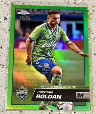2023 Topps Chrome Green /99 Cristian Roldan No. 124 ! - Image 1 of 2