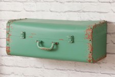 Distressed Turquoise Suitcase Shelf
