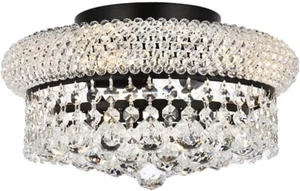 Elegant Lighting Primo 12" Metal and Crystal Flush Mount in Black - Picture 1 of 7
