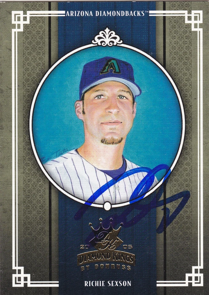 RICHIE SEXSON ARIZONA DIAMONDBACKS SIGNED CARD INDIANS MARINERS BREWERS YANKEES - Image 1 of 1