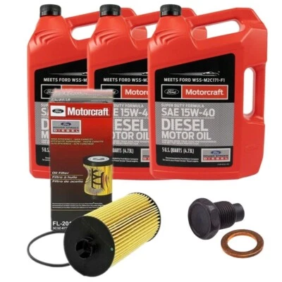 Kit de troca de óleo para motocicletas com novo plugue de drenagem para 03-10 6.0L/6.4L Powerstroke - Imagem 1 de 4