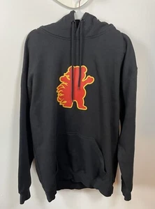 Grizzly Griptape Skater Hoodie in Black w/ Red Fire Bear Logo - Men's Size Large - Picture 1 of 4