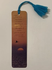 Vintage 70s Hallmark John Lubbock Quote Bookmark Yarn Tassel Ocean Sunset Birds - Picture 1 of 6