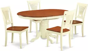 KEPL5-WHI-W 5 Piece Kitchen Table & Chairs Set Includes an Oval Dining Room Tabl - Picture 1 of 10