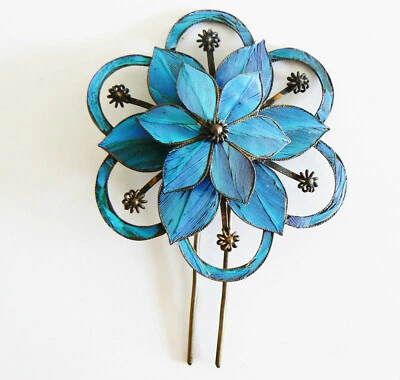 Очень большой династии Цин зимородок перо заколка для волос китайский цветочный Тянь-цуй 點翠 - Изображение 1 из 3