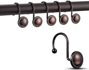 12PCS Oil Rubbed Bronze Rustproof Antique Decorative Shower Curtain Ring Holders - Picture 1 of 7