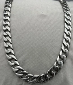 Sanity Jewelry Bagger Necklace Brushed 3/4” Wide Easy Biker- 30” Length Mens - Picture 1 of 5