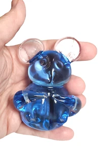 Blue Lead Crystal Glass Teddy Koala Bear Figurine US Commemorative Fine Art 3" - Picture 1 of 9