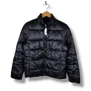 NEW Gap Cold Control Black Shiny Puffer Coat Women’s Size Small Water Resistant - Picture 1 of 7