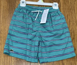 NWT NEW LACOSTE BOYS STRIPED SWIM TRUNKS SIZE 10 - Picture 1 of 5