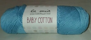 SKEIN/BALL OF LA MIA BABY COTTON YARN - COLOR #L041 BLUE - Picture 1 of 4