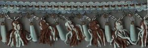 3&1/2" BROWN MINT CHENILLE BEADED TASSEL FRINGE FABRIC TRIM 5 YARDS - Picture 1 of 1