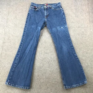 Vintage Tommy Hilfiger Jeans Womens 9 x 30 Flare Boot Denim Pockets Flag Patch - Picture 1 of 15