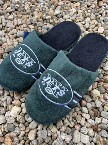 New York Jets NFL mens size large XL stripe plush slippers foco Cover