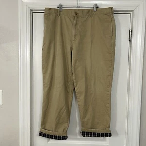 Vintage LL Bean Flannel Lined Pants Mens 40x30 Brown Straight Leg Natural Fit VG - Picture 1 of 14