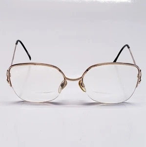 Vintage Luxottica Gold Metal Half-Rim Glasses FRAMES ONLY 58-18-140 Butterfly - Picture 1 of 9
