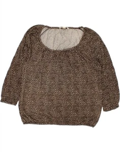 MICHAEL KORS Womens Long Sleeve Blouse Top UK 14 Medium Brown Animal Print LB13 - Picture 1 of 3