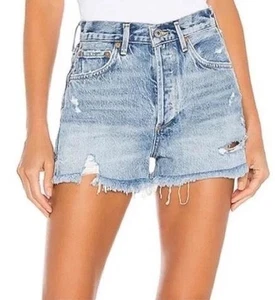 AGOLDE Shorts Parker Vintage Cut Off SwapMeet Blue Denim Sz 24 NEW - Picture 1 of 14
