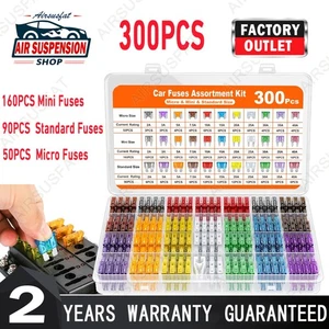 300Pcs Car Fuse Assortment Kit, 160X Mini Blade Fuses Automotive + 90X Standard - Picture 1 of 11