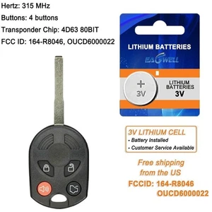 For Ford Focus C-MAX Escape F-350 Transit Keyless Entry Remote Key Fob 164-R8046 - Picture 1 of 8