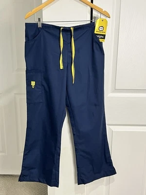 WonderWink Origins Women's Drawstring Flare Leg Scrub Pants - Navy NWT Medium P - Image 1 of 4