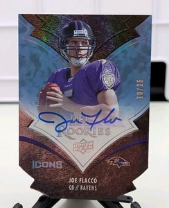 2008 Upper Deck Icons Joe Flacco Rookie Auto 10/25 Blue Die-Cut #145 RC SSP - Bild 1 von 5