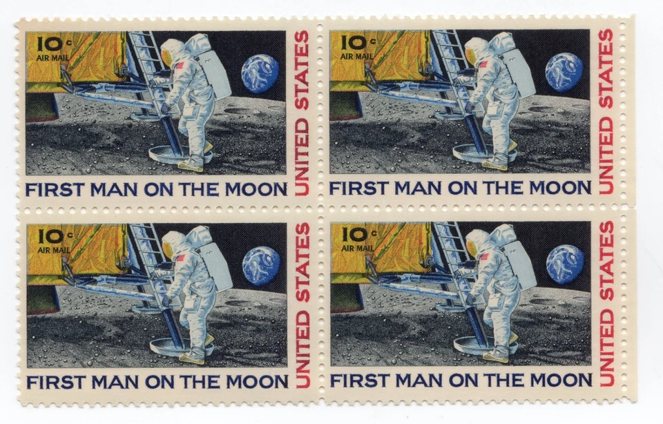 Scott #c76 First Man on the Moon Airmail Block of 4 Stamps - MNH PC#5 - Image 1 of 1