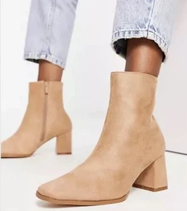 Bebo Mollie heeled ankle boots in beige suede size uk 6 new in box - Picture 1 of 6