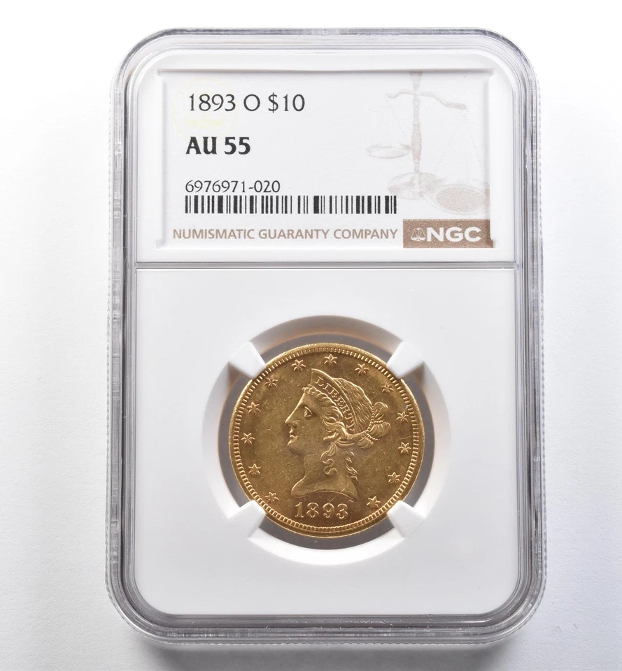 1893-O $10 Liberty Head Gold Eagle AU55 NGC *8191 - Image 1 of 3