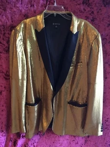 INC International Concepts Gold Sequin Sequined Blazer JacketMen's Slim Fit 2X - Picture 1 of 6