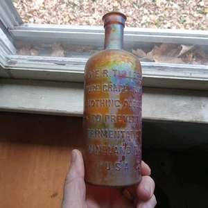 DR.E.R.TULLER'S JUGO DE UVA PURO FERMENTACIÓN VINELAND, BOTELLA ÁMBAR NJ 1890s - Imagen 1 de 9