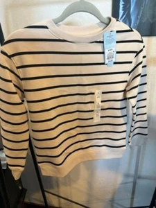 Boys Beige & Black Striped Fleece Crew Neck Sweatshirt Cat & Jack™ S Husky Long - Picture 1 of 2