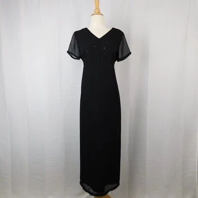 Motherhood Maternity V-Neck Flutter Sleeve Maxi Dress - Black, Medium #8338 - Image 1 of 4