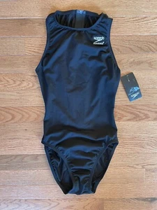 Speedo Endurance+ Women's Zip Up Swimsuit Size 6/32 NWT Black 404 - Picture 1 of 8