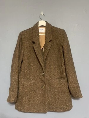 Blazer Old Navy para mujer talla mediana marrón mezcla de lana suave espiga de gran tamaño Foto 1 de 4
