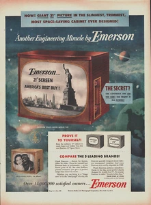 Vintage 1953 Emerson Television With Controls On the Side Advertisment - Picture 1 of 1