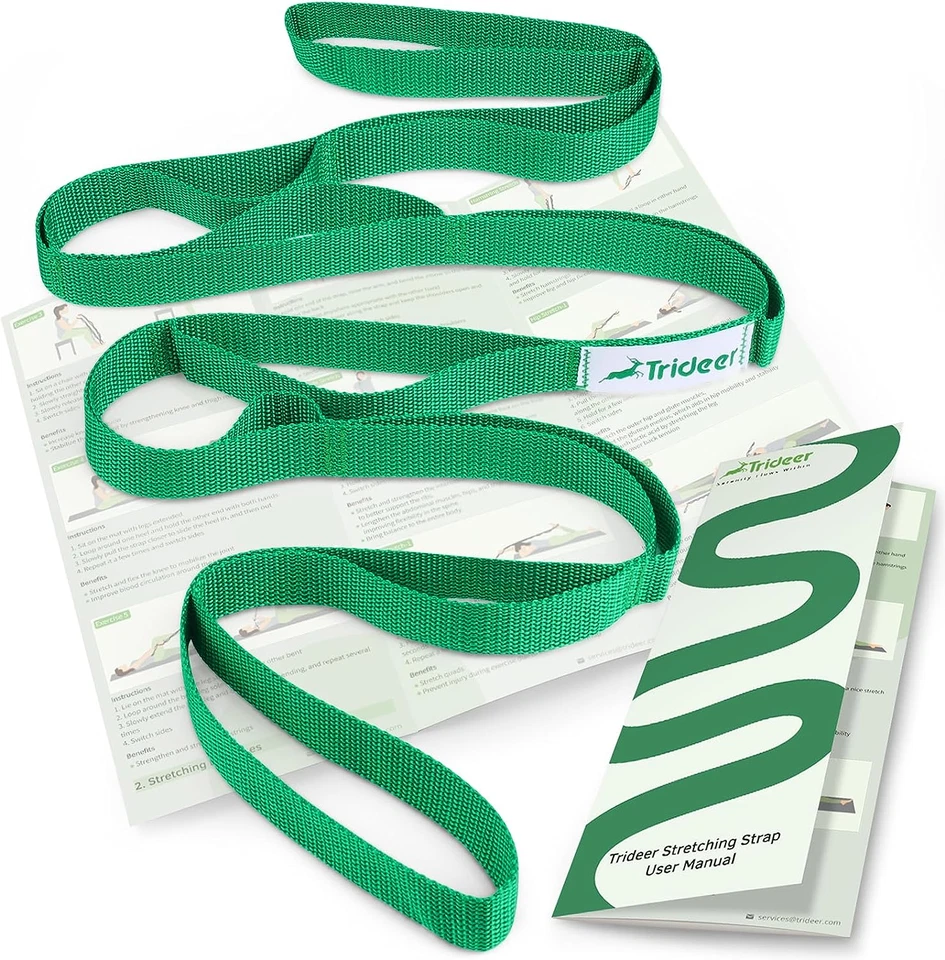 Trideer Stretching Strap – 10 Loops Non-Elastic Yoga Strap for Physical Therapy