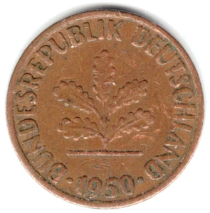 1950 J EIN PFENNIG AUS DEUTSCHLAND ~ SIE BEWERTEN IHN ~ BITTE DEN SCAN ansehen stk 50j3 - Bild 1 von 4