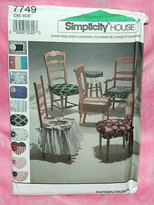 Uncut Simplicity Dining Room Bar Stool Chair Pads Covers Placemats Pattern 7749 - Picture 1 of 2
