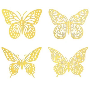 48 Stck. Gold Schmetterling Dekorationen 4 Stile 3 Größen, 3D Schmetterling Wanddeko G... - Bild 1 von 7