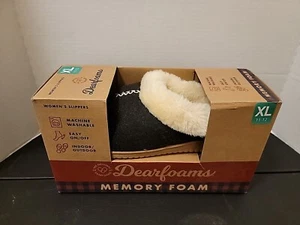 Dearfoams Women's Wool Memory Foam Indoor/Outdoor Slippers Black Size XL NIB - Picture 1 of 6